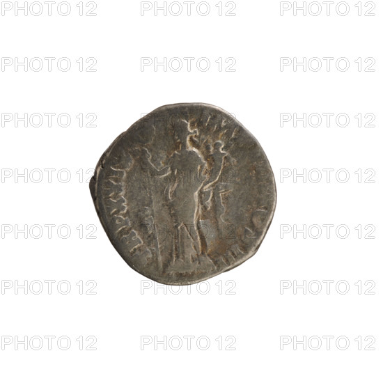 denarius, Marcus Aurelius (121–180; Roman emperor 161–180), busts of Marcus Aurelius, treasures (numism.), iconography of Marcus Aurelius, cornucopia (attribute), caduceus (attribute), Felicitas (personification), imperial busts. Obv. (only lower part of legend visible): M ANTONINVS AVG GERM SARM — Head of Marcus Aurelius with a laurel wreath, right. Rev.: TR P XXIX IMP VIII COS III — Felicitas stands turned left, holds a long caduceus in right hand and a cornucopia in left. Date: 175. Place: Rome, Roman Empire (27 BC–476). Medium: coin (denarius). Weight: 2.66 g. Axis: 180°.