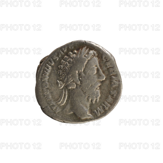 Denarius, Marcus Aurelius (121–180; Roman emperor 161–180). Obverse: Head of Marcus Aurelius with a laurel wreath, facing right; beaded border. Reverse: SECVRITAS seated left, right hand raising drapery, left elbow on seat back; beaded border. Legend: Obv. M ANTONINVS AVG GERM SARM; Rv. SECVRI, VB TR P XXX IMP VIII COS III. Dated 175–176. Roman Empire (27 BC–476), Rome. Coin; weight 3.23 g; axis 180°.