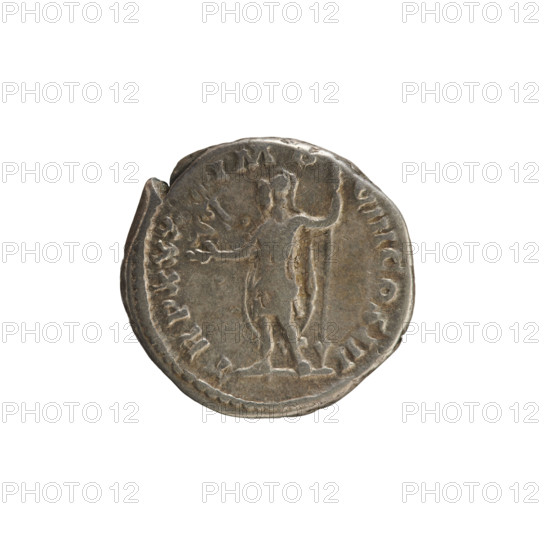 Denarius, Marcus Aurelius (121–180; Roman emperor 161–180). Obverse: Bust of Marcus Aurelius wearing a laurel wreath and drapery, pearl border on the right; inscription ANTONINVS AVG GERM SARM. Reverse: ROMA in military dress, standing left, holding Victoria in her right hand and a spear in her left; pearl border; inscription TR P XXX IMP VIII COS III. Circa 175–176 CE. Roman Empire; Rome. Coin; weight 3.23 g; axis 180°.