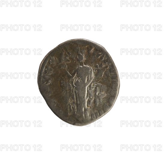 Denarius of Marcus Aurelius (121–180; Roman emperor 161–180). Obverse: Head of Marcus Aurelius with a laurel wreath, pearl border on the right; legend 'M ANTONINVS AVG GERM'. Reverse: Felicitas standing facing left, holding a long caduceus in her right hand and a cornucopia in her left; legend 'XXX, VIII COS III'. Attributes: cornucopia, caduceus. Iconography: imperial bust of Marcus Aurelius and personification Felicitas. Date: 175–176. Roman Empire. Material: coin. Weight: 3.37 g.