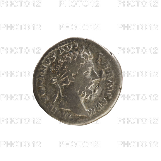 Denarius of Marcus Aurelius (121–180; Roman emperor 161–180). Obverse: Head of Marcus Aurelius in a laurel wreath, facing right; pearl border; inscription 'M ANTONINVS AVG GERM SARM'. Reverse: Victoria striding left, holding a wreath in her right hand and a palm in her left; pearl border; inscription 'TR P XXXI IMP VIII COS III PP'. Silver coin, weight 3.11 g, dated 176–177, Roman Empire (27 BC–476), Rome.