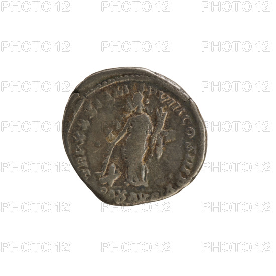 denarius, Marcus Aurelius (121–180; Roman emperor 161–180) — iconography: imperial bust; Pax (personification) with cornucopia; Pax setting fire to a pile of war spoils. Obverse: ANTONINVS AVG GERM SARM — Head of Marcus Aurelius with laurel wreath, right. Pearl border. Reverse: TR P XXXI IM P VIII COS III PP — Pax stands facing left, right hand holding a torch lighting a pile of war spoils, left hand holds a cornucopia; under the line PAX AVG. Pearl border. Date: 176–177. Roman Empire, Rome. Coin, weight 3.31 g.