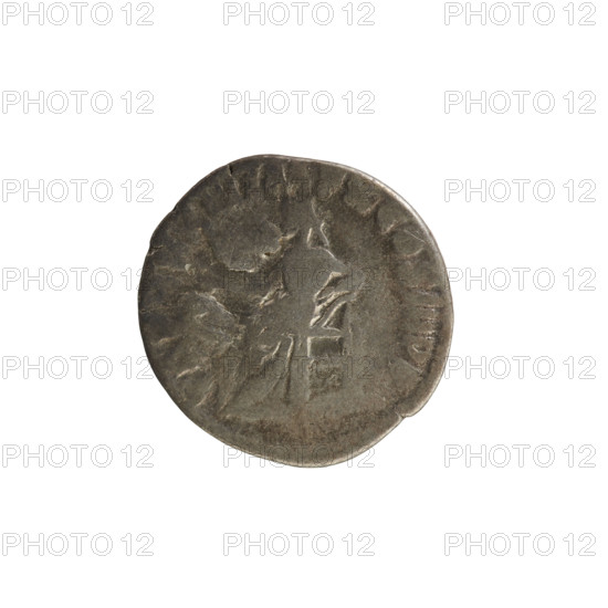 denarius, Marcus Aurelius (121–180; Roman emperor 161–180) — obverse: head of Marcus Aurelius with a laurel wreath, right; beaded border; inscription AVREL AN NINVS AVG (partially legible). Reverse: Salus seated facing left before an altar, holding ears of corn in right hand above a snake coiled around the altar, left hand resting on the back of the seat; inscription TR P XXXIII IMP X COS III PP (hardly legible). 179 CE; Roman Empire; Rome; coin; weight 2.78 g.