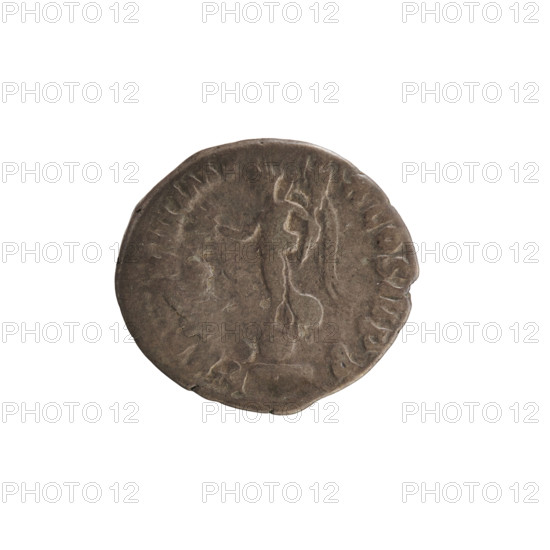 Denarius of Marcus Aurelius (121–180; Roman emperor 161–180). Obverse: Bust of Marcus Aurelius with a laurel wreath and drapery to the right; pearl border; inscription AV. M AVREL AN ONINVS AVG. Reverse: Victoria standing on a sphere facing left, holding a wreath in her right hand and a trophy in her left; inscription TR, III IMP X COS III PP. Minted in Rome, Roman Empire (27 BC–476), 179. Coin; weight 2.88 g.