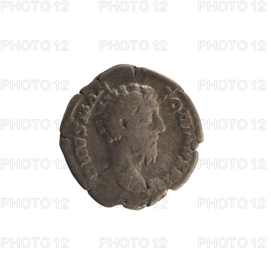 denarius, Commodus (161–192; Roman emperor 177–192), Marcus Aurelius (121–180; Roman emperor 161–180) (posthumous issue), eagles, Marcus Aurelius — iconography, busts, Commodus, eagle on a thunderbolt, altars, imperial busts. Obverse: AW. DIVVS M ANTONINVS PIVS — Head of Marcus Aurelius; pearled border. Reverse: C N ATIO — Eagle standing, turned right with head left, on lightning bolt; pearled border. Date: 180. Culture/place: Roman Empire, Rome. Object type: coin (denarius). Weight: 2.22 g. Axis: 180°.