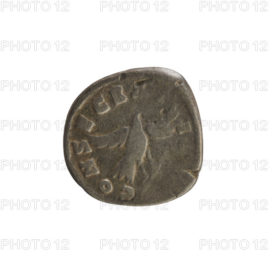 Denarius, Commodus (Roman emperor 177–192), posthumous issue of Marcus Aurelius (Roman emperor 161–180). Obverse: Head of Marcus Aurelius, pearled border, inscription 'DIVVS M AN TONINVS PIVS'. Reverse: Eagle flying right with a scepter in its talons, inscription 'CONSECR', pearled border. Silver coin (denarius), weight 3.01 g, Roman Empire, Rome, 180.