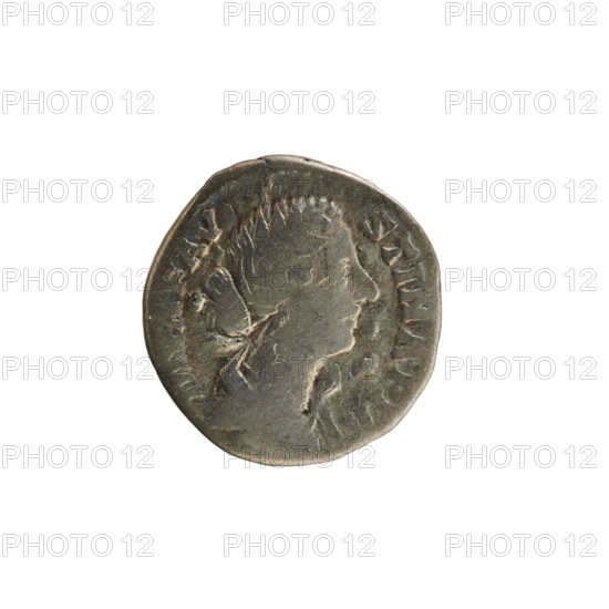 Denarius, Marcus Aurelius (121–180; Roman emperor 161–180) and Faustina the Younger (c.130–176; Roman empress 161–176, posthumous). Obverse: right bust of the empress in drapery, hair arranged in waves and tied in a bun; legend 'DIVA FAVSTINA PIA'. Reverse: peacock facing right with legend 'CONSECRATIO'. Date: 176–180. Roman Empire (27 BC–476), Rome. Coin, weight 2.89 g.