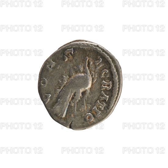 denarius, Marcus Aurelius (121–180; Roman emperor 161–180), Faustina the Younger (ca. 130–176; Roman empress 161–176) (posthumous). Obverse: Bust of the empress on the right in drapery, hair arranged in waves and tied in a bun at the back of the head. Inscription: DIVA FAVSTINA PIA. Pearl border. Reverse: The peacock stands facing right. Inscription: CONSECRATIO. Pearl border. 176–180, Roman Empire (27 BC–476), Rome. Coin; weight 2.86 g; axis 180°.