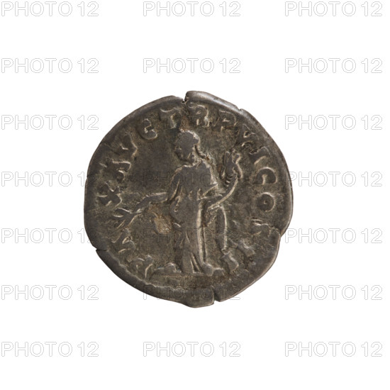 denarius, Lucius Verus (130–169; Roman emperor 161–169), busts, Lucius Verus (Roman emperor; 130–169), imperial busts, Lucius Verus (Roman emperor; 130–169) - iconography, treasures (numism.), twig (attribute), Pax (personification), cornucopia (attribute). Obv. L VERVS AVG ARM — Emperor's head right, laurel wreath. Pearly border. Rv. PAX AVG TR P VI COS II — Pax standing left, holding an olive branch in right hand and a cornucopia in left. Pearl border. 165–166, Roman Empire (27 BC–476), Rome; coin, weight 3.11 g, axis 180°.