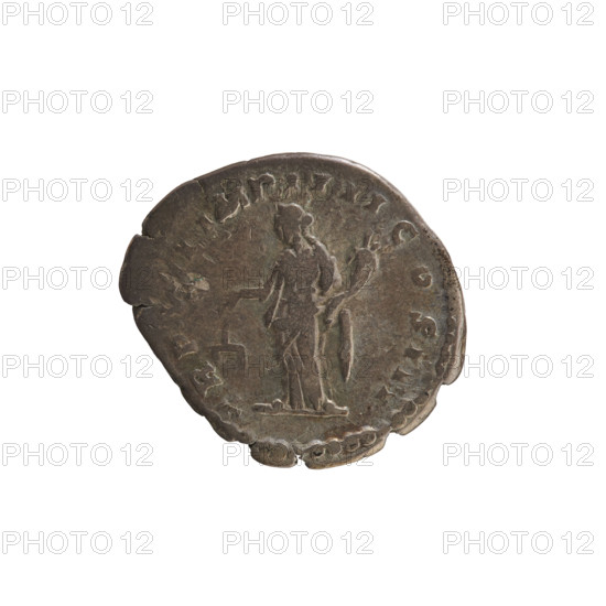 Denarius, Lucius Verus (130–169; Roman emperor 161–169). Obverse: Emperor's head right with laurel wreath; pearl border; inscription 'L VERVS AVG ARM PARTH MAX'. Reverse: Aequitas standing facing left, holding scales in right hand and a cornucopia in left; pearl border; legend 'TR P VII IMP IIII COS III'. Bronze? coin, 166–167, Roman Empire (27 BC–476), Rome; weight 3.08 g; axis 180°.