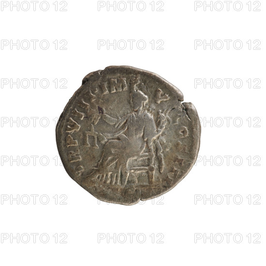 Denarius of Lucius Verus (130–169; Roman emperor 161–169). Obverse: Emperor's head right with laurel wreath, inscription VERVS AVG ARM PARTH TR P VIII IMP V COS III. Reverse: Aequitas seated facing left, holding scales in right hand and cornucopia in left. 168 CE. Roman Empire (27 BC–476). Rome. Silver coin, weight 2.69 g, axis 180°.