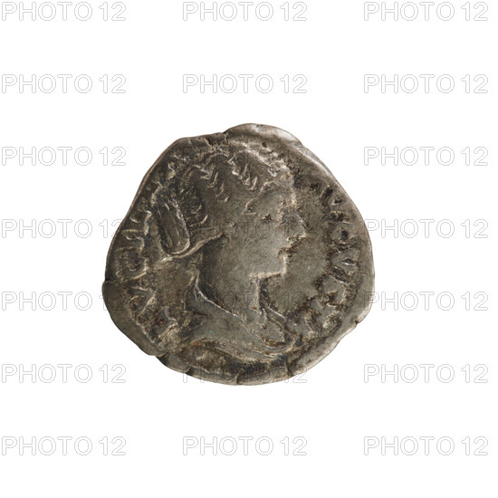 Denarius of Lucius Verus (130–169) and Lucilla (149–182), 164–169. Obverse: Bust of Lucilla right, hair in waves tied in a bun, pearl border, inscription ADV. LVCIL, AVGVSTA. Reverse: CONCORDIA — Concordia seated facing left, holding a patera in her right hand and a cornucopia in her left, pearl border. Roman Empire (27 BC–476), Rome. Coin, weight 2.84 g.