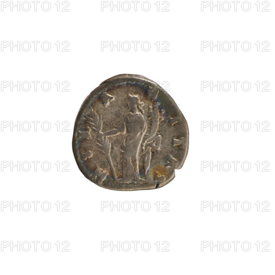 Denarius, Lucius Verus (130–169; Roman emperor 161–169) and Lucilla (149–182; Roman empress 164–169). Obverse: Bust of Lucilla right, hair in waves tied in a bun, pearl border. Inscription: 'ADV. LVCILLA AVGVSTA.' Reverse: Hilaritas standing facing left, holding a long palm in her right hand and a cornucopia in her left; pearl border. Legend: 'HIL A R ITAS.' Date: 164–169. Place: Rome, Roman Empire. Coin; weight 2.93 g; axis 180°.