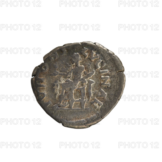 Denarius of Lucius Verus (130–169; Roman emperor 161–169) and Lucilla (149–182; Roman empress 164–169), hoard find. Obverse: Bust of Lucilla right, hair styled in waves and tied in a bun at the back of the head, pearl border; inscription 'Adv. LVCILLA AVGVSTA.' Reverse: Juno (IVNONI LVCINAE) seated turned left, holding a flower in her right hand and a child in her left, pearl border. Date: 164–169 CE. Roman Empire (27 BC–476). Material: coin (denarius), weight 2.94 g, axis 180°.