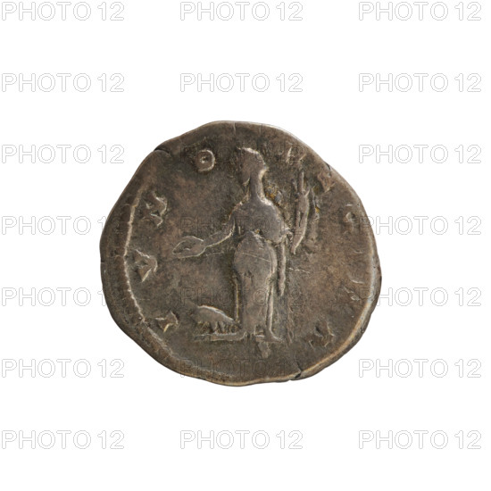 denarius, Lucius Verus (130-169; Roman emperor 161-169), Lucilla (149-182; Roman empress 164-169); busts of Lucius Verus and Lucilla; imperial busts; Lucilla — iconography; Juno (mythology) with scepter and patera attributes. Obverse legend: 'ADV. LVCILLA AVGVSTA' (second part poorly legible). Bust of Lucilla right, hair in waves tied in a bun at the back, pearl border. Reverse legend: 'IVNO REGINA'; Juno stands turned left, holding a patera in her right hand and a scepter in her left, pearl border. Date: 164–169. Roman Empire (27 BC–476). Rome. Coin, weight 2.88 g, axis 180°.