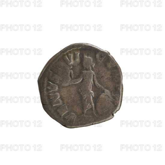 Denarius, Lucius Verus (130–169; Roman emperor 161–169), Lucilla (149–182; Roman empress 164–169). Busts: Lucius Verus, Lucilla. Obverse legend: ADV. LVCILLA AVGVSTA. Bust of Lucilla right, hair styled in waves and tied in a bun at the back of the head. Pearl border. Reverse legend: VENVS VI CT. Venus stands facing left, holding Victoria in her raised right hand, resting her left hand on a shield. Iconography: Venus, Victoria, shield. Date: 164–169. Place: Rome, Roman Empire. Medium: coin (denarius). Weight: 3.07 g.