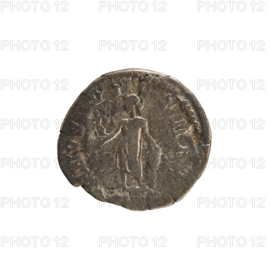 Denarius, Lucius Verus (130–169) and Lucilla (149–182), 164–169 CE. Obverse: Bust of Lucilla right, hair styled in waves and tied in a bun at the back of the head; pearl border; legend: ADV. LVCILLA AVGVSTA. Reverse: Venus standing facing left, holding Victoria in her raised right hand, left hand resting on a shield standing on a helmet; pearl border; legend: ENVS VI C TRIX. Roman Empire (27 BCE–476 CE), Rome. Coin; weight 2.24 g; axis 180°.