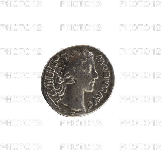 denarius, Marcus Aurelius (121-180; Roman emperor 161-180); Commodus (161-192; Roman emperor 177-192) - iconography; Salus (personification); imperial busts; branch (attribute); snake (attribute). Obv. L AVREL COM MODVS AVG Head of Commodus to right, wearing a laurel wreath. Pearled border. Rev. TR P III IMP II COS PP Salus seated facing left, holding a branch in her raised right hand, resting her left elbow on the seat, a snake at her feet. 178 CE, Roman Empire (27 BC–476), Rome. Coin (denarius), weight 2.76 g, axis 180°.