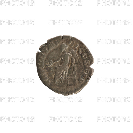 Denarius; Marcus Aurelius (121–180; Roman emperor 161–180); imperial busts; Commodus (161–192; Roman emperor 177–192) — iconography. Obv.: L·AVREL·COM·MODVS·AVG — head of Commodus right, laurel wreath; pearly border. Rev.: TR P IIII IMP III COS II PP — Victoria seated facing left, holding a patera in her raised right hand and a palm in her left; pearl border. 179; Roman Empire (27 BC–476); Rome; coin; weight 3.37 g.