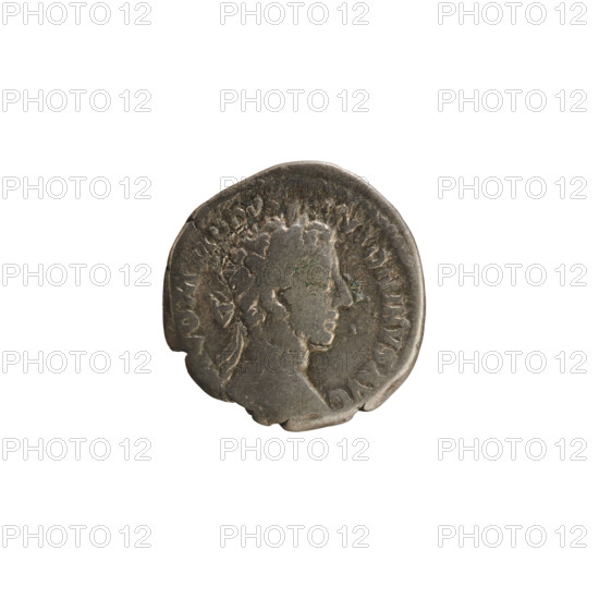 Denarius of Commodus (reign 177–192 CE). Obverse: Emperor's head right, laurel wreath; pearl border; legend: COMMODVS N ONINVS AVG. Reverse: LIB AVG TR PV IMP IIII COS II PP; Liberalitas standing left, holding an abacus in her raised right hand and a cornucopia in her left; pearl border. Roman silver coin, weight 2.90 g; Roman Empire, circa 180.