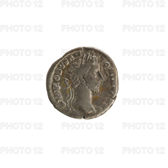Denarius, Commodus (161–192; Roman emperor 177–192). Obverse: Emperor's head right, laurel wreath; legend COMMODVS ANTONINV. Reverse: Providentia standing left, holding a wand above an orb in her right hand and a scepter in her left; legend TR P VI IMP IIII COS III PP. Attributes: sphere (orb), scepter. Style: imperial bust. Material: coin. Weight: 2.80 g. Date/period: Roman Empire (27 BC–476).