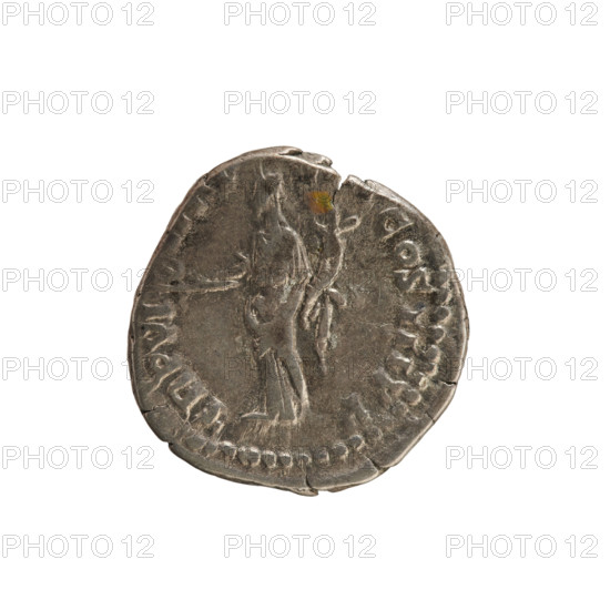 denarius, Commodus (161–192; Roman emperor 177–192), imperial bust, iconography, cornucopia (attribute), twig/branch (attribute), Pax (personification). Obv. M COMMODVS ANTONINVS AVG, emperor's head right, laurel wreath; pearly border. Rev. TR P VI COS III P P, Pax standing left, right hand raised holding a branch, left hand holding a cornucopia; pearl border. Roman Empire, Rome, coin, weight 3.06 g, axis 180°.