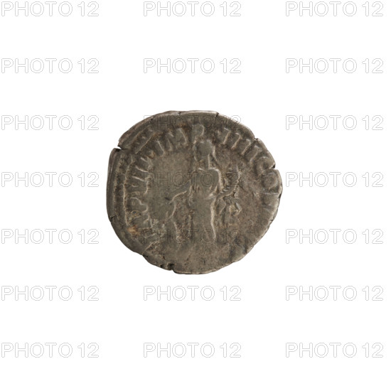 Denarius, Commodus (161–192; Roman emperor 177–192). Obverse: Emperor's head right, wearing laurel wreath; inscription TONINVS COMMODVS AVG; pearl border. Reverse: Annona standing left, right hand holding ears of corn above a modius, left hand holding a cornucopia; inscription TR P VII IMP IIII COS; pearl border. Date: 181–182. Roman Empire (27 BC–476), Rome. Coin; weight 2.91 g.