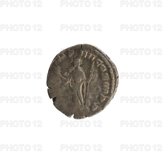 Denarius, Commodus (161–192; Roman emperor 177–192). Obverse: Emperor's head right, with laurel wreath. Inscription: M ANTONINVS COMMODVS AVG. Pearl border. Reverse: Felicitas standing left, holding a caduceus in right hand and a scepter in left. Inscription: MP IIII COS III PP. Roman Empire, 181–182 CE. Silver coin, weight 3.54 g.