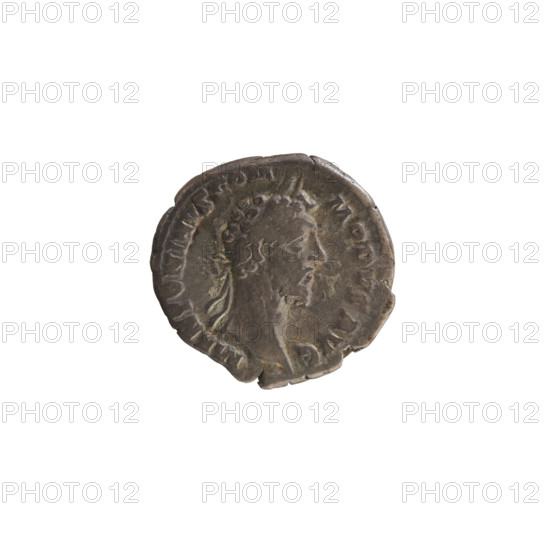 Denarius, Commodus (161–192; Roman emperor 177–192). Obverse: Emperor's head right, laurel wreath; legend 'M ANTONINVS COM MODVS AVG'. Reverse: Felicitas standing left, holding a caduceus in her right hand and a scepter in her left; legend 'TR P VII IMP IIII COS III PP'. Pearl border. Date: 181–182. Place: Rome, Roman Empire (27 BC–476). Coin; weight 2.95 g.