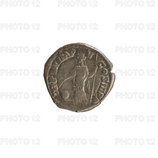 Denarius, Commodus (161–192; Roman emperor 177–192). Obverse: Emperor's bust right, laurel wreath; pearl border; legend M COMMODVS ANTONINVS AVG. Reverse: Providentia standing left, holding a wand above an orb in her right hand and a sceptre in her left; pearl border; legend TR P VII IMP V COS III P P. Roman, 182 CE. Silver coin, weight 2.51 g.