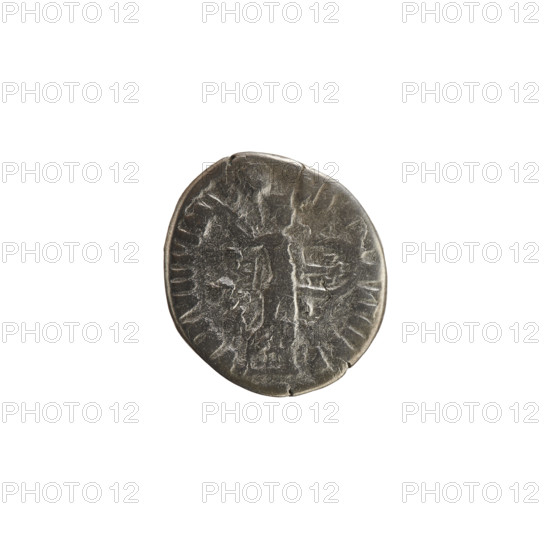 Denarius of Commodus (161–192; Roman emperor 177–192). Obverse: Emperor's head right, laurel-wreathed, inscribed 'M COMM AVG PVS' (variant spacing). Reverse: Minerva strides right, throws a javelin with her right hand and holds a shield in her left; pearl border; inscribed 'TR P VIII IMP VI C, IIII PP' (variant spacing). Subject/attributes: Commodus bust; Minerva (mythology) throwing a spear; shield attribute; imperial bust iconography. Date: Roman Empire (27 BC–476), reign of Commodus. Medium: coin (denarius), weight 2.34 g, axis 180 degrees.