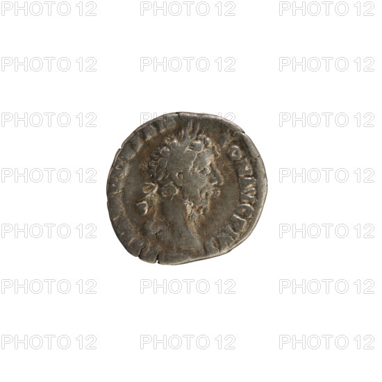 Denarius, Commodus (161–192; Roman emperor 177–192). Obverse: Emperor's head right, laurel wreath; pearly border; inscription ODVS ANTON AVG PIVS. Reverse: Minerva strides right, throws a javelin with her right hand, holds a shield in her left; pearl border; inscription TR P VIII IMP VI COS IIII. Related iconography: imperial busts; Minerva (mythology) with spear and shield; treasures (numism). Roman Empire, Rome, weight 2.37 g, 183.