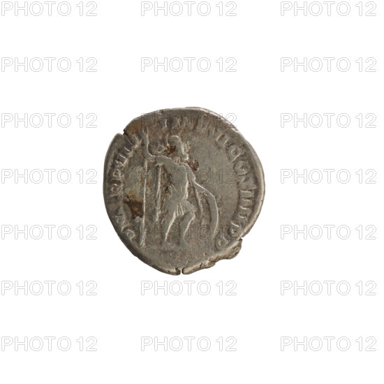 Denarius of Commodus (reigned 177–192). Obverse: M COMMODVS ANTON AVG PIVS — imperial bust of Commodus right, laurel wreath; pearl border. Reverse: PM TR P VIIII IMP VI COS IIII PP — Mars in military garb standing right, holding a spear raised in his right hand and resting on a shield; pearl border. Silver coin, weight 3.60 g; dated 183–184, Roman Empire.