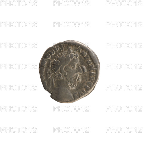 denarius, Commodus (161–192; Roman emperor 177–192); obverse: emperor's head right with laurel wreath, pearl border, inscription 'ODVS ANTON AVG PIVS'; reverse: Providentia facing left holding a wand above an orb in right hand and a scepter in left, pearl border, inscription 'TR P VIII IMP VI COS IIII PP'; attributes: sphere (orb), sceptre; iconography of Commodus; Roman coin, Rome, ca. 183, weight 2.94 g.