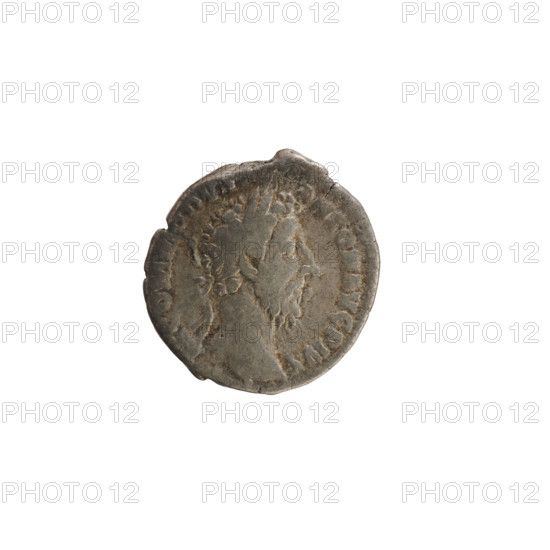 denarius, Commodus (161–192; Roman emperor 177–192); busts; Commodus — iconography; treasures (numism.); Aequitas (personification); imperial busts; scales (attribute); cornucopia (attribute); sphere (attribute). Obv. M COMMODVS ANTON AVG PIVS — emperor's head right, laurel wreath; pearl border. Rv. PM TR P VIIII IMP VI COS IIII PP — Aequitas standing left, holding scales in raised right hand, cornucopia in left hand, sphere at her feet; pearl border. Date: 183–184. Roman Empire (27 BC–476), Rome. Coin; weight 3.23 g.