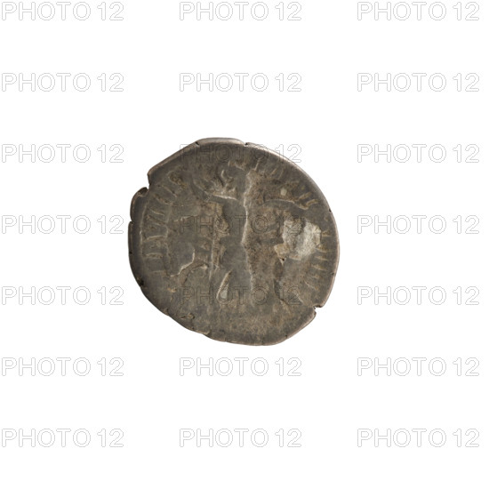 Denarius of Commodus (reign 177–192). Obverse: Emperor's head right, wearing a laurel wreath, inscribed COM ANTON AVG. Reverse: Minerva strides right, throws a javelin with her right hand and holds a shield in her left, inscribed RP VIIII IMP VI COS IIII. Roman Empire, 183–184 CE. Coin; weight 2.51 g.