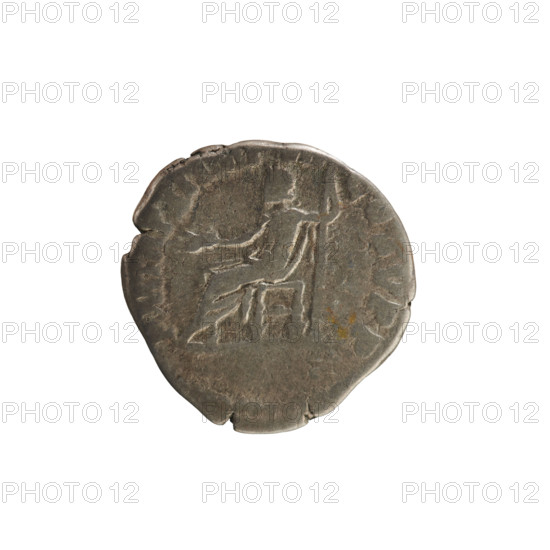 Denarius of Commodus (reigned 177–192 AD). Obverse: Emperor's head right, wearing a laurel wreath; legend: M COMM AN, FEL, BRIT. Reverse: Jupiter seated on a throne facing left, holding a thunderbolt in his right hand and a sceptre in his left; legend: PM TR P XI IM, COS VPP. Pearled border. Silver coin (denarius), weight 2.55 g, Roman Empire (27 BC–476 AD), Rome.