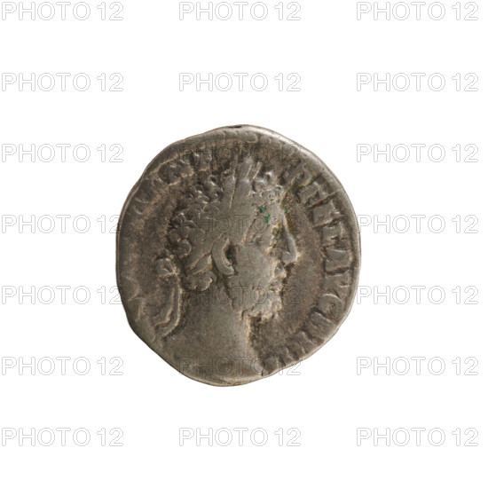 Denarius, Commodus (161–192; Roman emperor 177–192). Obverse: Emperor's head right, laurel wreath; pearl border; legend 'M ANT P FEL AVG BRIT'. Reverse: Aequitas standing facing left, holding scales in right hand and cornucopia in left; pearl border; legend 'PM TR P VII COS V P P'. Silver coin, weight 2.75 g; Roman Empire, 2nd century AD.