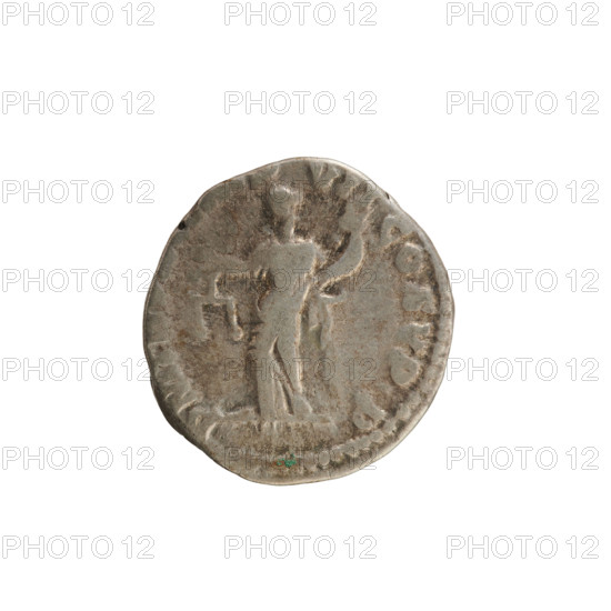 Denarius, Commodus (161–192; Roman emperor 177–192). Silver coin. Obverse: Emperor's head right, wearing a laurel wreath. Inscription: M ANT P FEL AVG BRIT. Pearl border. Reverse: Aequitas standing left, holding scales in right hand and cornucopia in left. Inscription: PM TR P VII COS V. Pearl border. Weight 2.75 g. Roman Empire (27 BC–476), ca. 185.