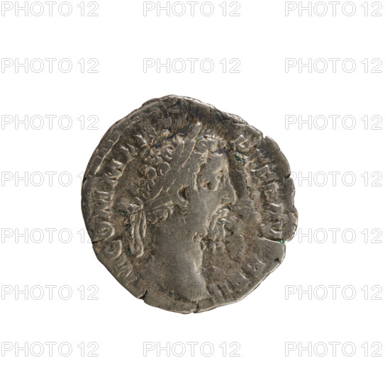 Denarius of Commodus (reigned 177–192). Obverse: laureate bust of the emperor right; legend M COMM AN P FEL AVG BRI. Reverse: Aequitas standing left, holding scales in her right hand and a cornucopia in her left; legend P XI IMP VII COS V P. Pearl border. Roman Empire (27 BC–476), Rome. Coin, silver, weight 2.43 g.