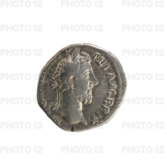 Denarius, Commodus (161–192; Roman emperor 177–192). Obverse: Emperor's head right, laurel wreath; pearled border; inscription: M COMM ANT P FEL AVG BRIT. Reverse: Fortuna seated left, holding a rudder in her right hand and a cornucopia in her left, wheel under her seat; inscription: PM TR P XI IMP P VII COS V PP; under line: OR RE. Coin; Rome, Roman Empire (27 BC–476); weight 3.02 g.