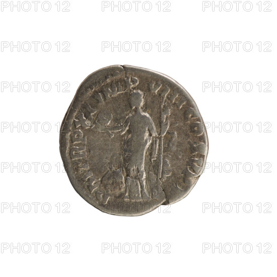 Denarius; Commodus (161–192, Roman emperor 177–192). Obverse: Emperor's head right, laurel wreath; legend 'M COMM ANT P FEL AVG BRIT' (pearly border). Reverse: Felicitas standing left, holding a caduceus in raised right hand and a scepter vertically in left; legend 'PM TR P XI IMP VIII COS V PP' (pearl border). Roman, 185 CE. Silver coin, weight 2.99 g.