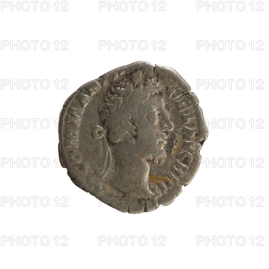 Denarius, Commodus (161–192; Roman emperor 177–192). Obverse: Emperor's head right, laurel wreath; legend M COMM AN FEL AVG BRI. Reverse: Pietas standing left before a burning altar, right hand raised holding a patera with incense, left holding a ciborium; legend XII IMP VIII COS V PP. Roman Empire, 186–187 CE. Coin; silver; weight 2.29 g; axis 180°.