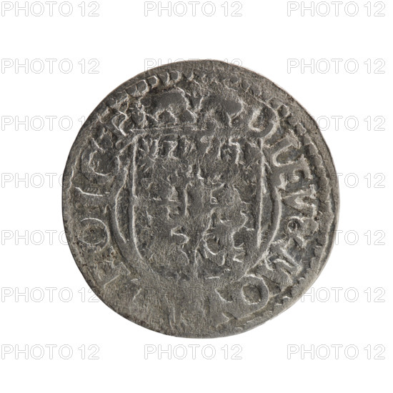 one and a half, Pfahler, Ernest, cross (iconographic), George William Hohenzollern (Elector of Brandenburg; Duke of Prussia; 1620-1640), orb of rule (iconographic), coats of arms, Obv. Royal orb with a cross with arms terminating in finials. In the lower part of the orb, value numerals Z4. On the sides of the cross, date numerals, -, . In the rim between the borders, an inscription divided by a cross .GE.WI.MAR.BR.SRIE.L. Rv. Under the ducal mitre, a five-field heraldic shield, below in the shield the value numeral 3. In the rim between the borders, an inscription divided by the mitre and the value numeral and terminated with the hallmark DIEV & MO, OICT, 1623, Ducal Prussia (1525-1701), Königsberg, coin, coin: diameter 19.7 mm, weight 1.17 g, axis 180 degrees