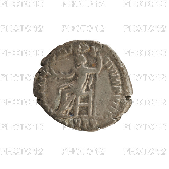 Denarius of Commodus (161–192; Roman emperor 177–192). Silver coin, weight 2.66 g, axis 180°. Obverse: Emperor's bust right, laurel wreath; inscription 'MM AN, FEL AVG BRIT' (pearly border). Reverse: Jupiter seated facing left, right hand raised holding a branch, left hand holding a scepter; inscription 'PM TR P X II IMP VIII' with 'OS V PP' under the line (pearly border). Roman Empire (27 BC–476), Rome. Dates: 186–187. Subjects/attributes: imperial bust, Jupiter, scepter, twig; numismatic treasure/imperial iconography.