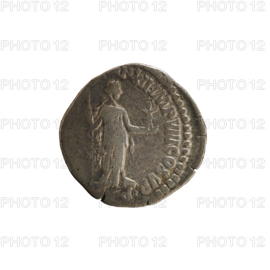 Denarius, Commodus (161–192, Roman emperor 177–192). Obverse: Emperor's head right with laurel wreath; pearl border; inscription 'M COMM'. Reverse: Nobilitas standing right, holding a statuette (of Minerva?) in her left hand and a scepter in her right; pearl border; inscription 'P XII IMP VIII COS V PP'. Roman Empire (27 BC–476), Rome; coin; weight 2.45 g.