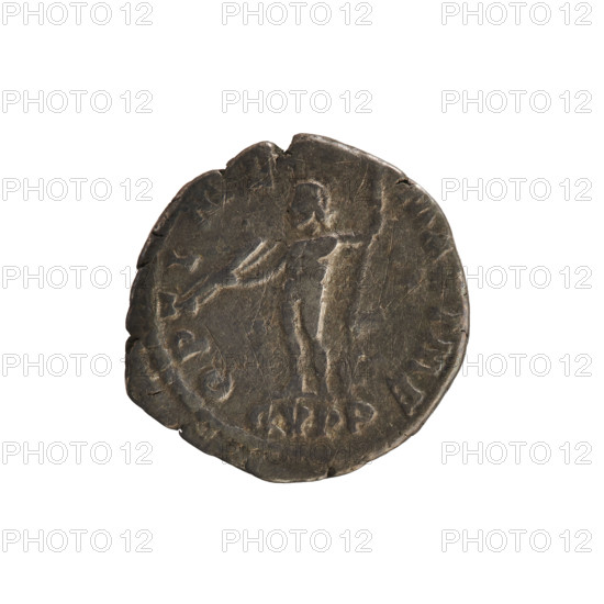 Denarius of Commodus (reigned 177–192). Obverse: laureate bust of the emperor right; inscription M COMM ANT P FEL AVG BRIT. Reverse: Jupiter standing left, holding a thunderbolt in his right hand and a scepter in his left; below, C V PP. Pearl borders. Roman Empire, 186–189 CE. Silver coin, weight 3.11 g.