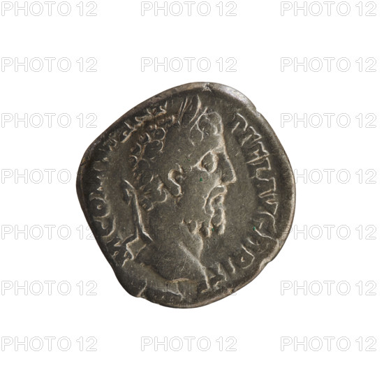 Denarius of Commodus (reigned 177–192). Obverse: Emperor's head right, wearing laurel wreath; legend M COMM A P FEL AVG BRIT. Reverse: IOV IVVEN PM TR P XIIII COS VPP — Naked Jupiter standing left, right hand raised holding a thunderbolt, left hand holding a scepter, eagle at his feet. Pearled border. Roman Empire, dated 188–189. Rome. Coin; silver; weight 2.73 g; axis 180°.