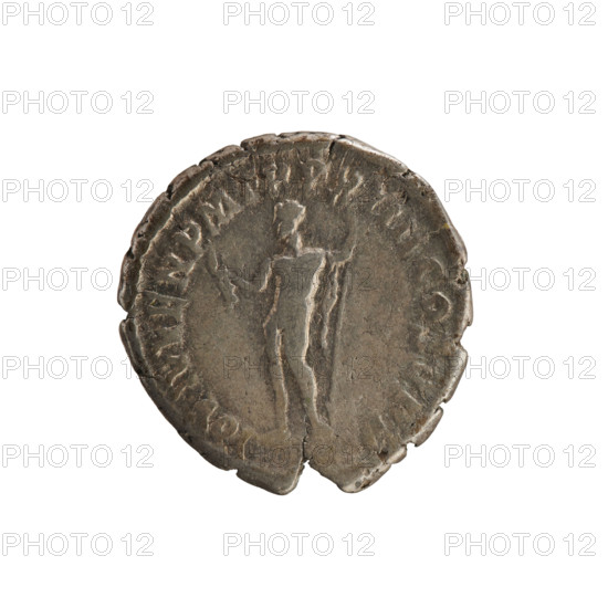 Denarius of Commodus (reign 177–192 AD). Obverse: Emperor's head right, laurel wreath; legend M COMM ANT P FEL AV. Reverse: Naked Jupiter standing left, right hand raised holding thunderbolt, left hand holding scepter, eagle at his feet; legend IOV IVVEN PM TR P XIIII COS VPP. Roman, 188–189 AD, Rome. Coin; weight 2.64 g; axis 180°.