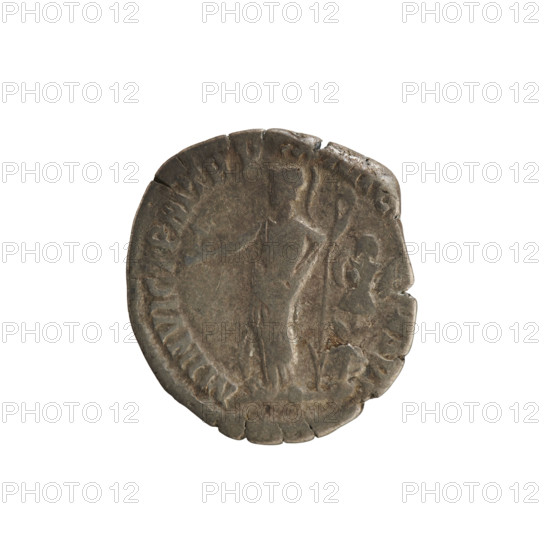 Denarius, Commodus (161–192; Roman emperor 177–192). Obverse: Emperor's head right, wearing a laurel wreath; pearl border; inscription 'M CO, FE L AVG BRIT PP'. Reverse: Minerva standing facing left, holding Victoria in her right hand and a spear in her left, with a shield in front and a trophy behind; pearl border; inscription 'MIN VICT PM TR P, ES VI'. Roman Empire (27 BC–476), Rome; coin; weight 2.50 g.